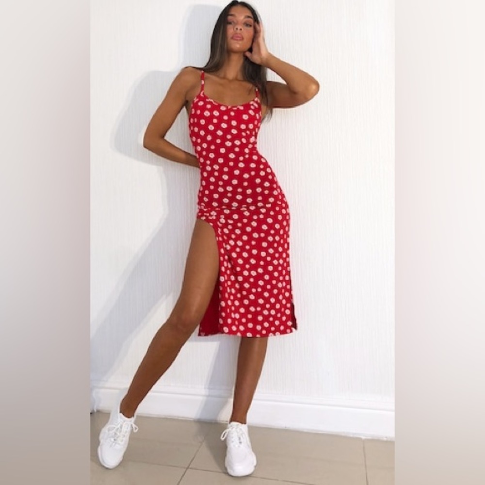 Red Floral Midi Sundress